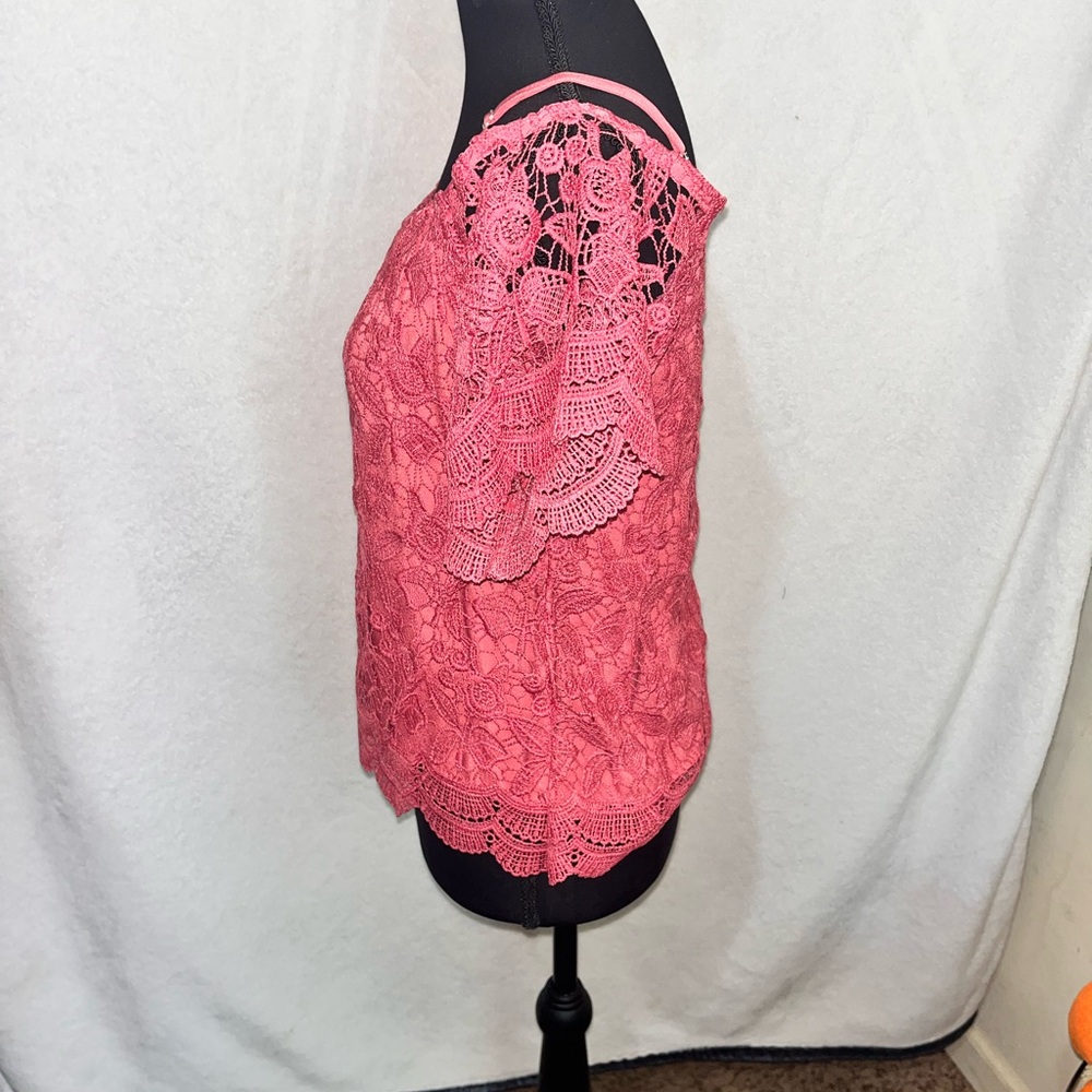 Miss Chievous Lace Off-Shoulder Blouse in Mauve Boho Chic Cottagecore - Picture 4 of 12